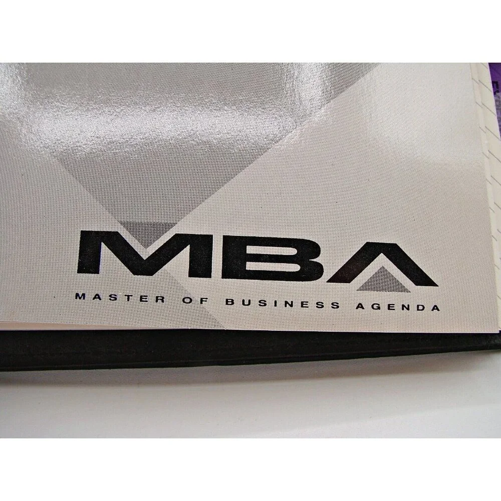 Master Business Agenda MBA Planner Organizer Black Leather 3 Ring Snap Closure